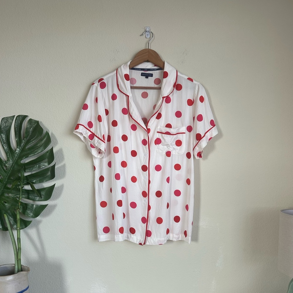Katie Kime Polka Dot Button Down Pajama Top